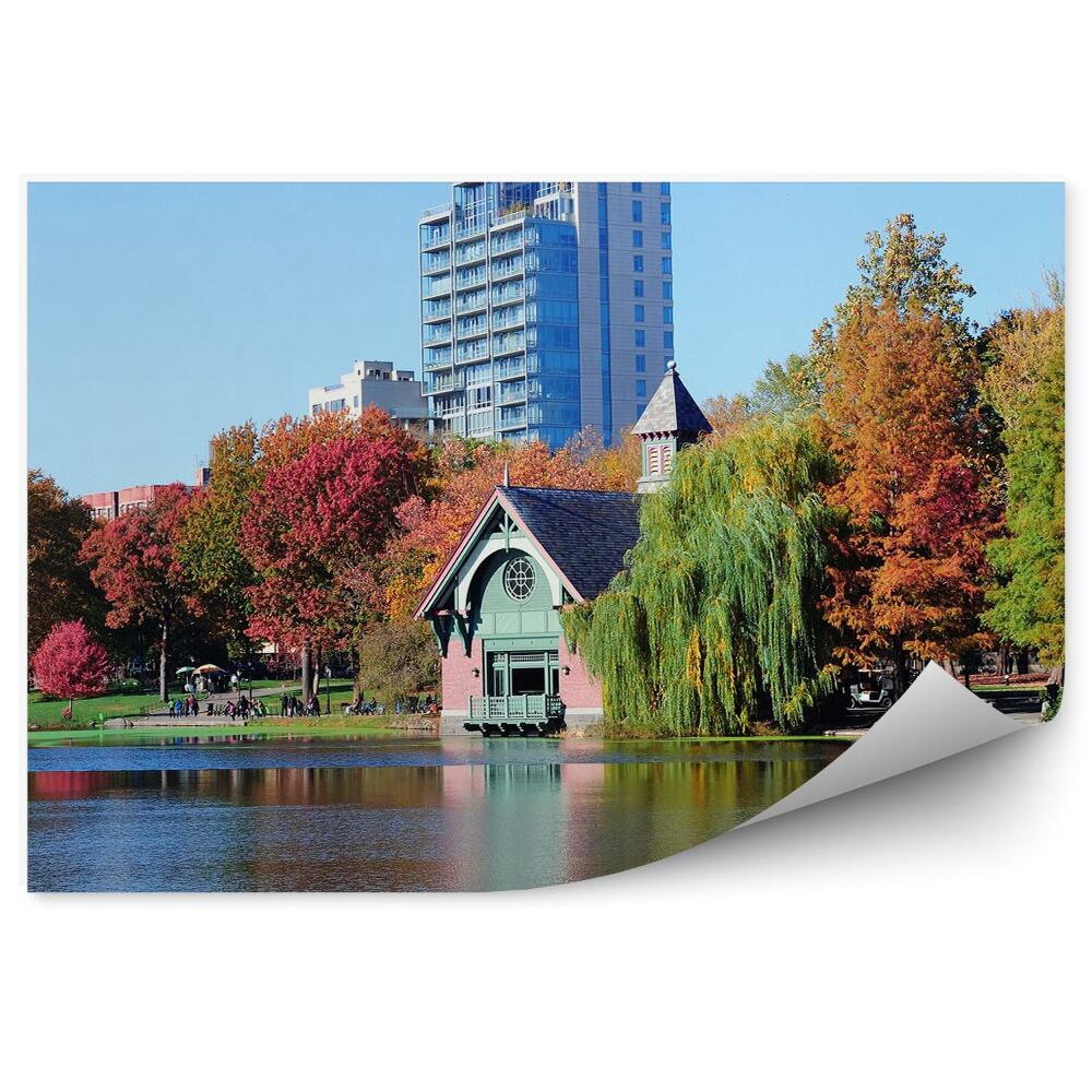 Fototapeta central park jesień domy wieżowiec rzeka Nowy Jork