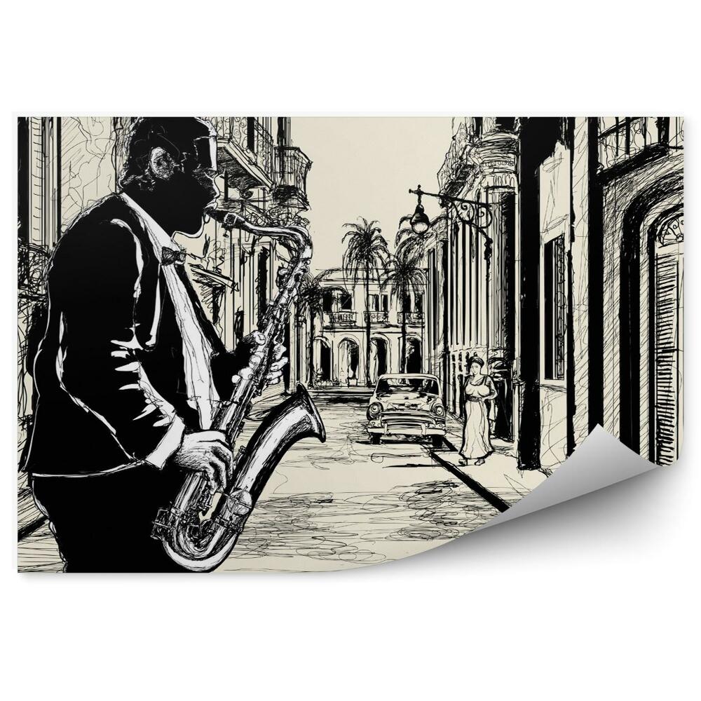 Fototapeta Saksofonista na ulicy kuby 