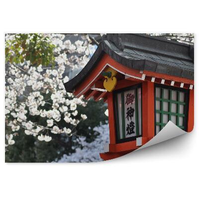 Fototapeta Uroczysty lampion drewno kwiaty sakura natura
