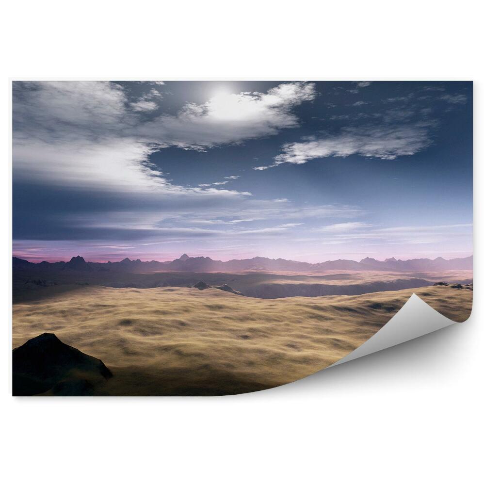 Okleina ścienna Góry pustynia mgła zachód słońca niebo chmury