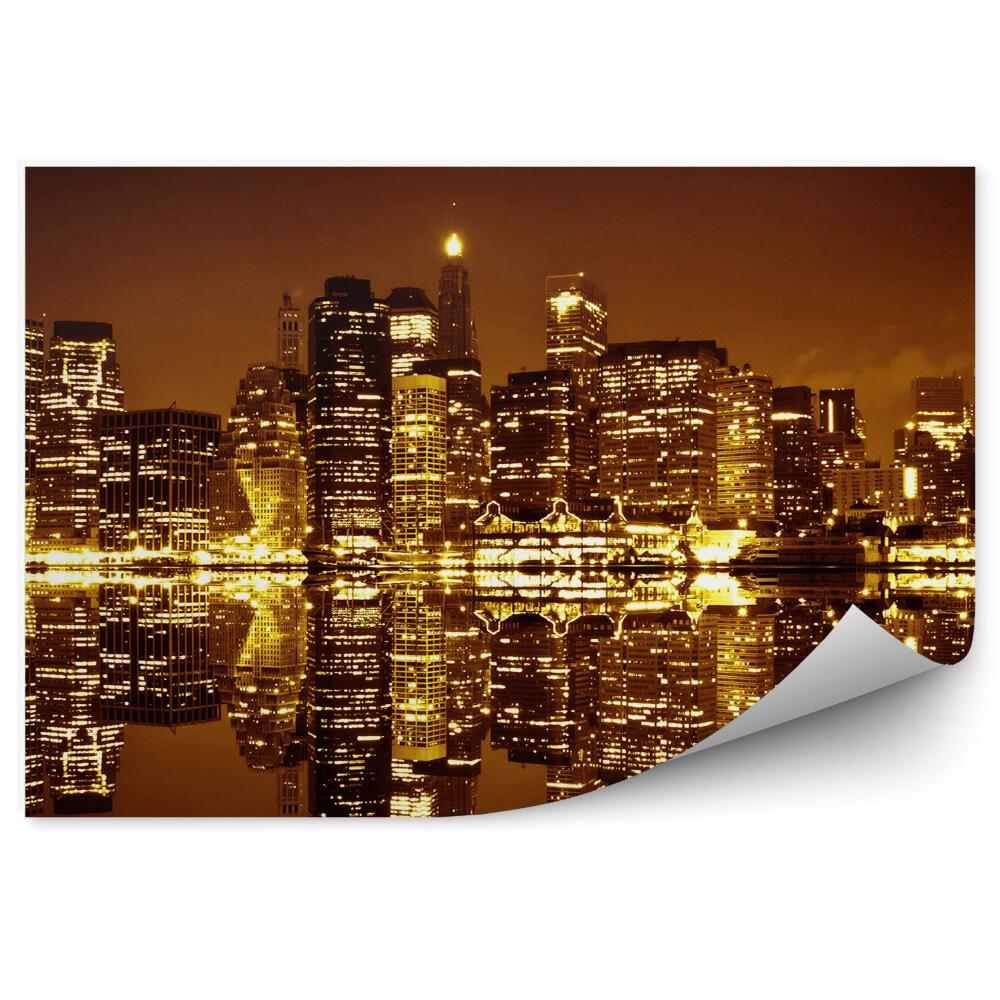 Fototapeta wieżowce Manhattan rzeka Hudson Nowy Jork światła cienie