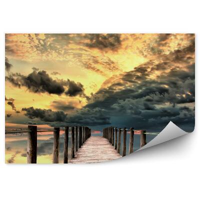Okleina ścienna Molo jezioro niebo chmury zachód słońca