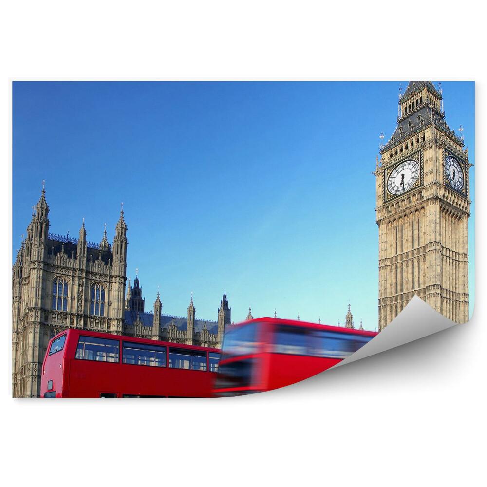 Okleina na ścianę Czerwone autobusy ruch transport londyn