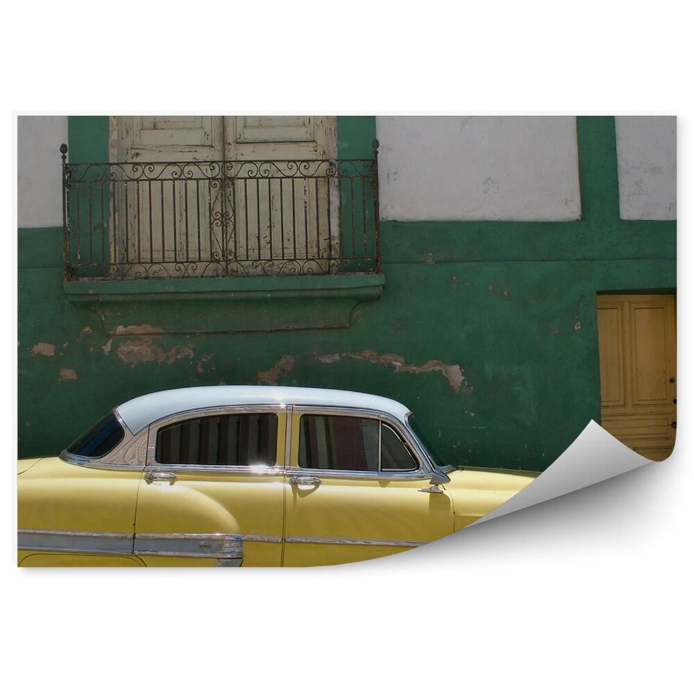 Okleina ścienna Kuba żółty samochód budynek
