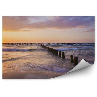 Okleina na ścianę Fale spienione morze Bałtyckie wschód słońca