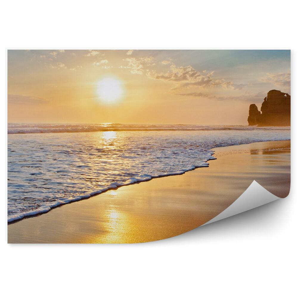 Fototapeta Zachód słońca ocean plaża skały chmury