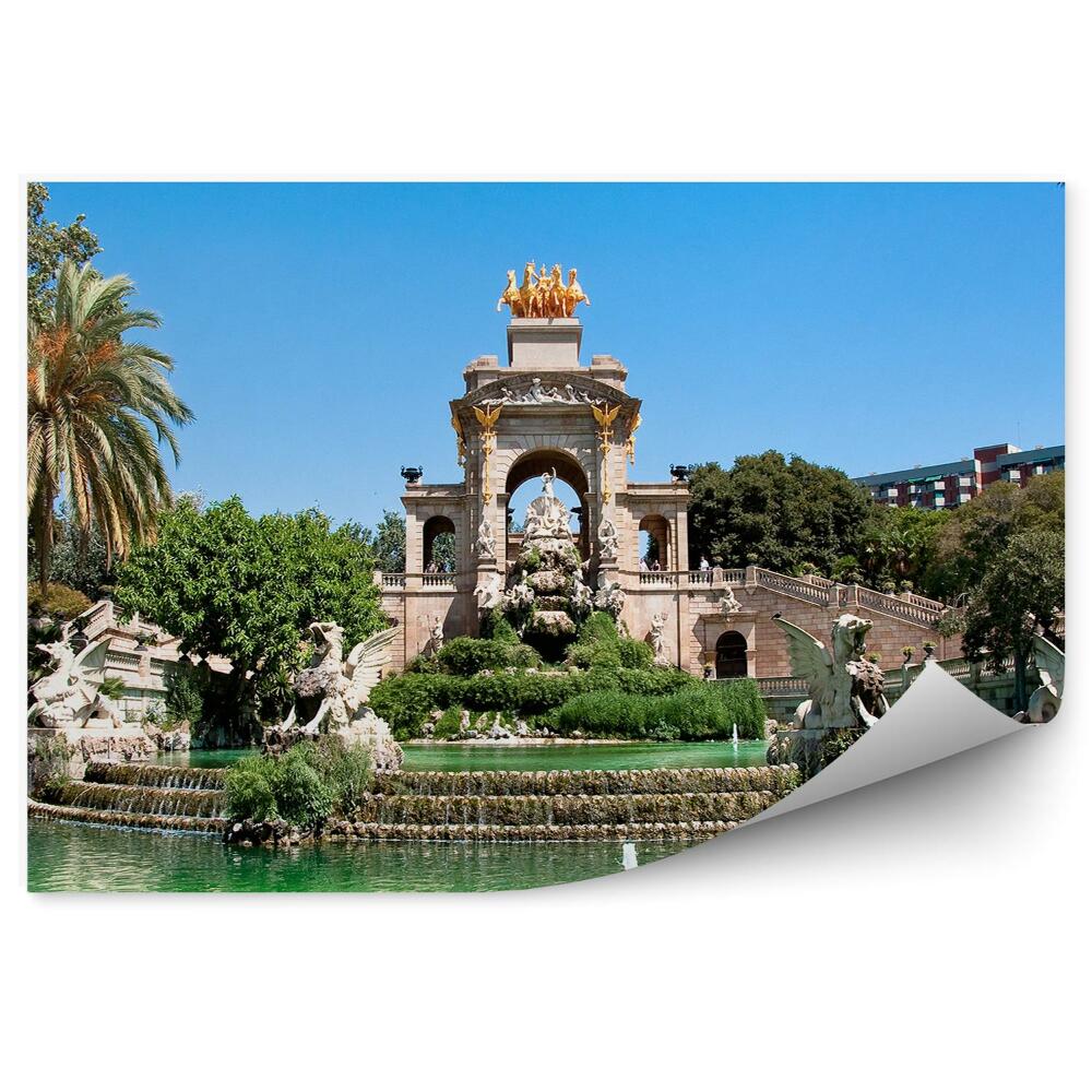 Okleina ścienna fontanna drzewa park Cytadel Barcelona