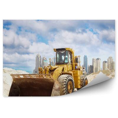 Fototapeta na ścianę Spychacz na tle panoramy dubaju