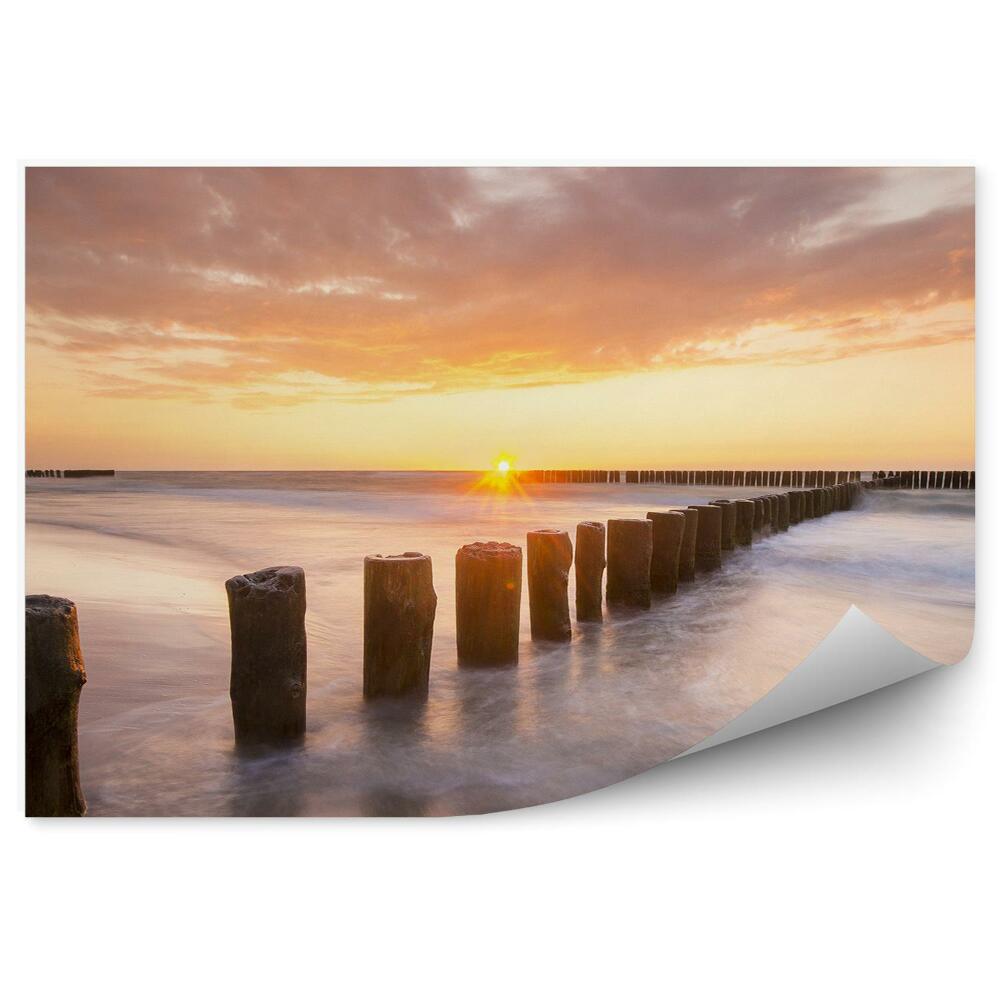 Okleina na ścianę Plaża falochron morze blask słońca