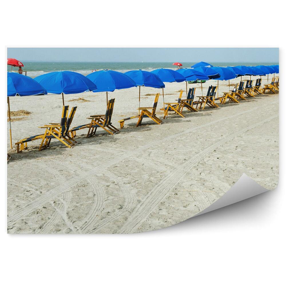 Fototapeta na ścianę Plaża piasek leżaki turystyka