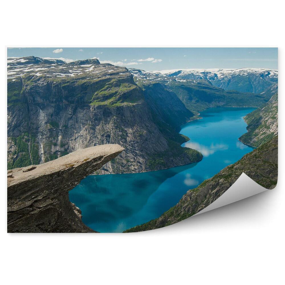 Okleina ścienna Norwegia skały góry trawa rzeka