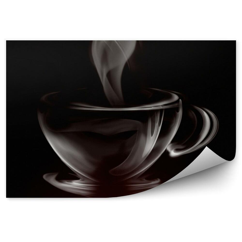 Fototapeta Artystyczna ilustracjia dymu filiżanka kawy na czarno