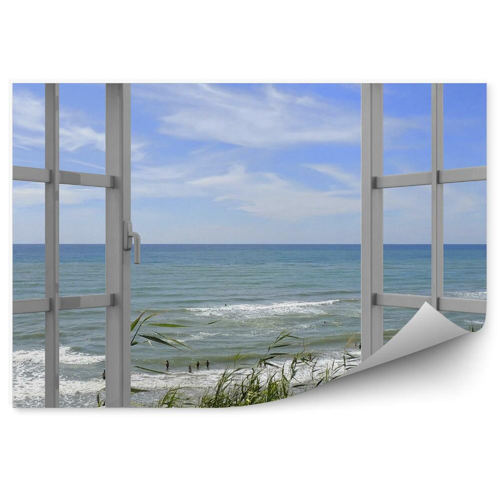 Okleina na ścianę Morze fale trawa okno z widokiem