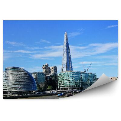 Okleina ścienna budynki tamiza łódka niebo chmury