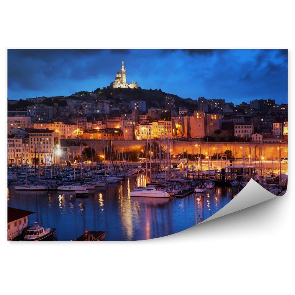 Fototapeta Marsylia francja panorama w nocy port