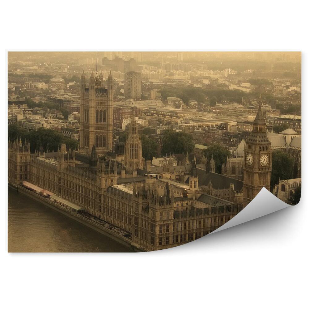 Fototapeta Widok z lotu ptaka sepia panorama miasta londyn