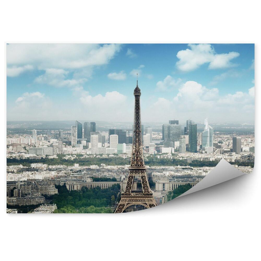 Fototapeta wieża Eiffla widok z lotu ptaka niebo chmury Paryż