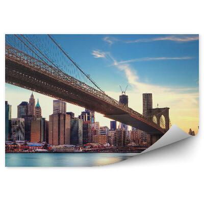 Fototapeta most brookliński wieżowce rzeka zachód słońca Nowy Jork