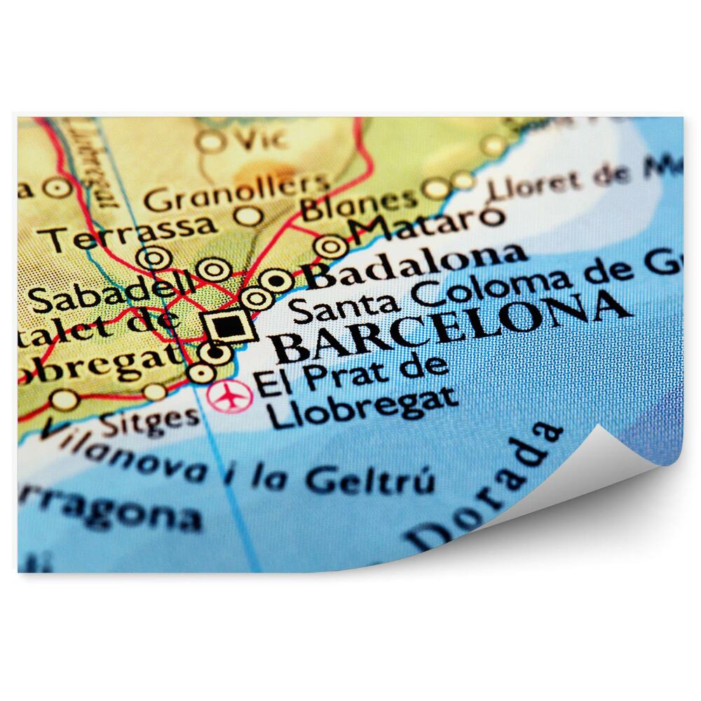 Fototapeta na ścianę Materiałowa mapa hiszpania barcelona