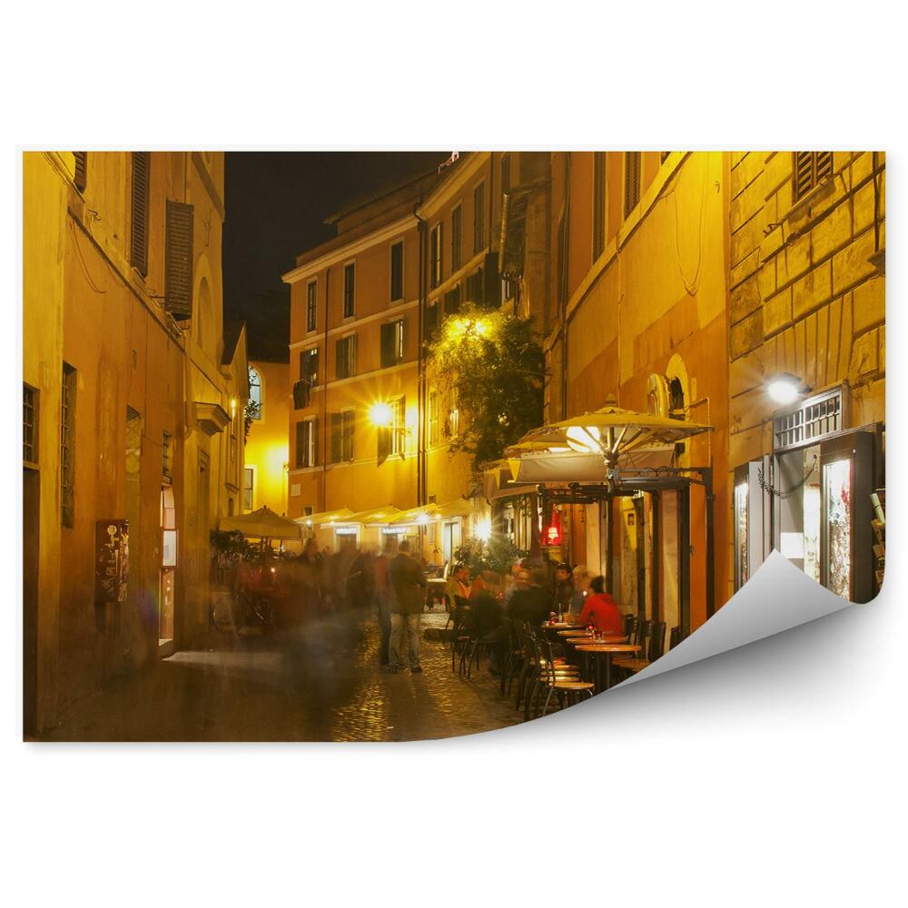 Fototapeta na ścianę stare ulicy budynki ludzie stoły dzielnica Trastevere Rzym