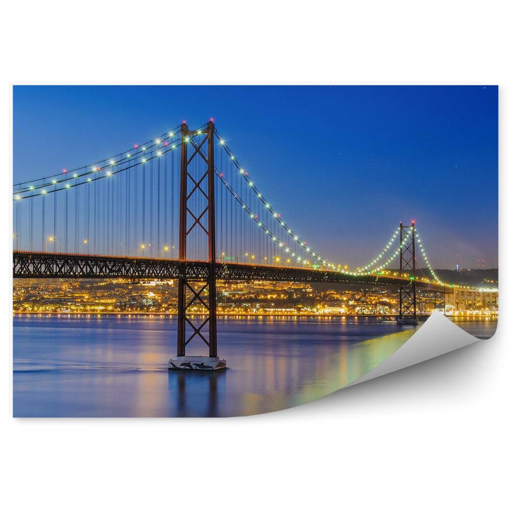 Fototapeta most światła wieżowce ocean niebo Lizbona