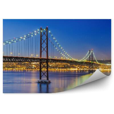 Fototapeta most światła wieżowce ocean niebo Lizbona