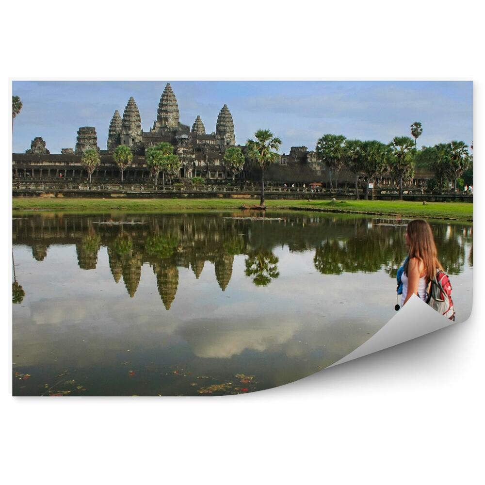 Okleina ścienna Kambodża turystka świątynia natura roślinność
