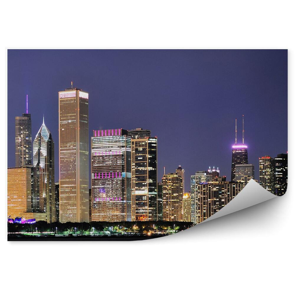 Fototapeta na ścianę wieżowce Chicago światła noc