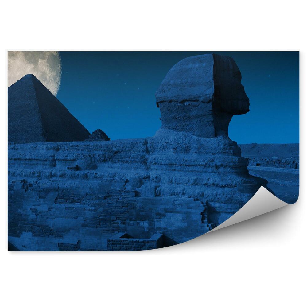 Fototapeta Sfinks piramida księżyc noc