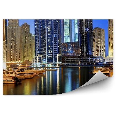 Okleina ścienna Zatoka łodzie budynki architektura światła