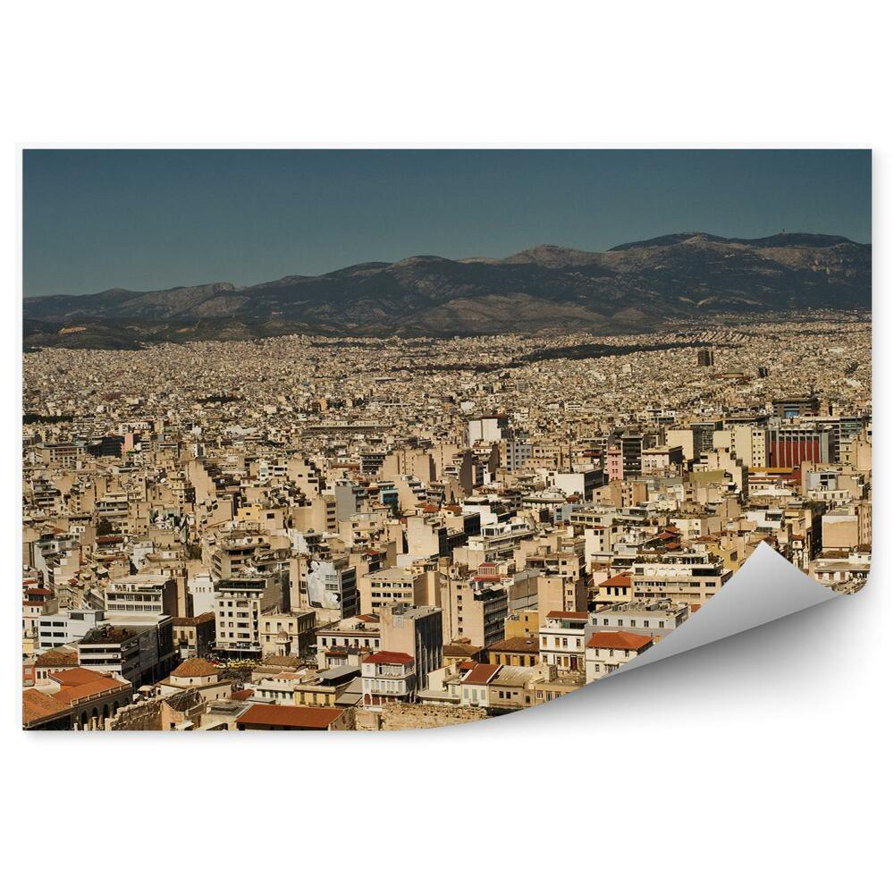 Okleina na ścianę panorama miasta Ateny Grecja budynki góry