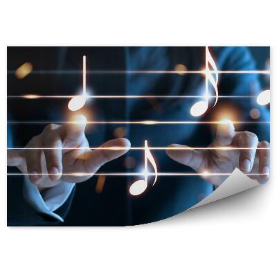 Fototapeta nuty klucz wiolinowy pięciolinia światła mężczyzna ręce