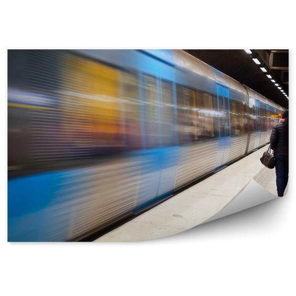 Fotopeta Stacja metra sztokholm ludzie transport ruch