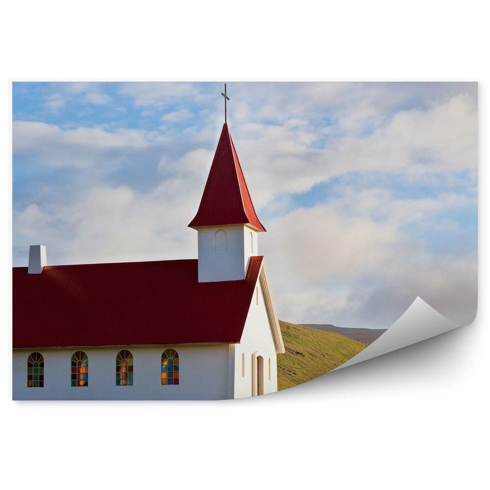 Okleina ścienna Kościół wieś islandia lato
