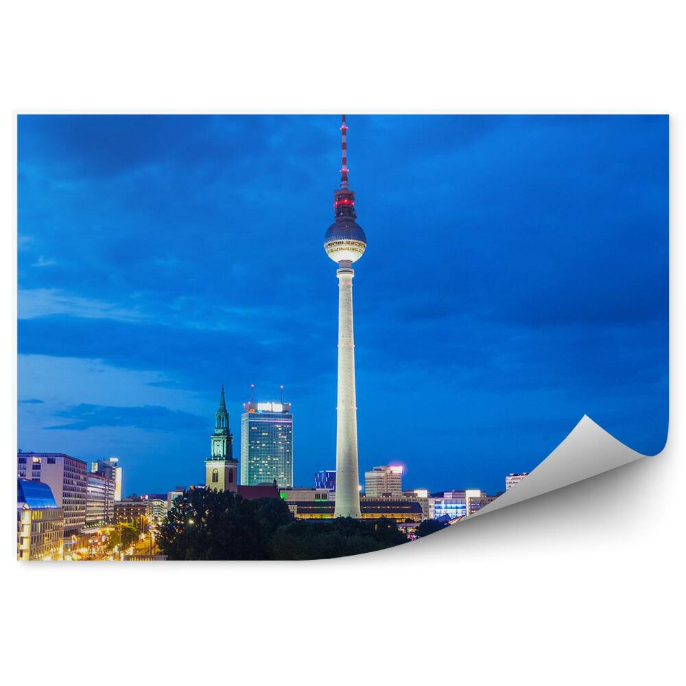 Fototapeta wieża telewizyjna widok Berlin światła noc