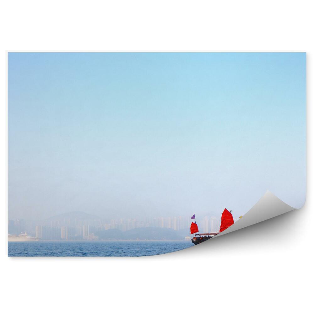 Okleina na ścianę Hong kong żeglarstwo krajobraz miasto