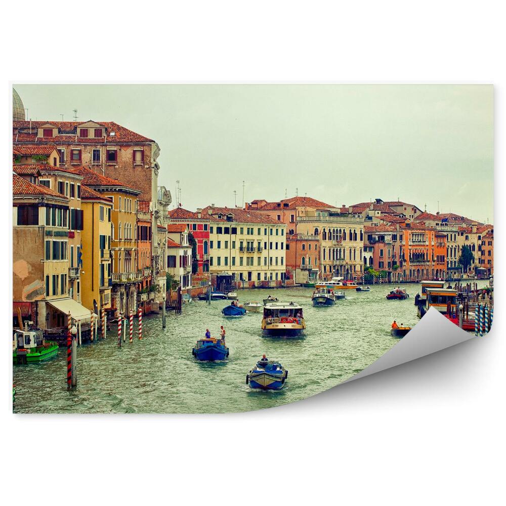 Fototapeta na ścianę łodzie kwiaty kanał Grande Wenecja budynki chmury