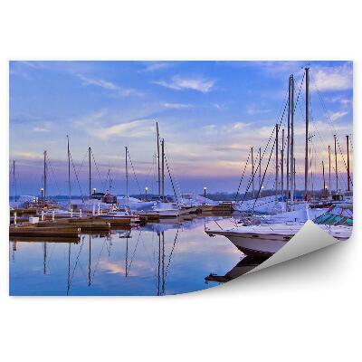 Okleina na ścianę Jacht port zachód słońca błękit