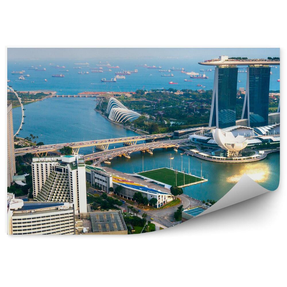 Okleina na ścianę widok z lotu ptaka Singapur