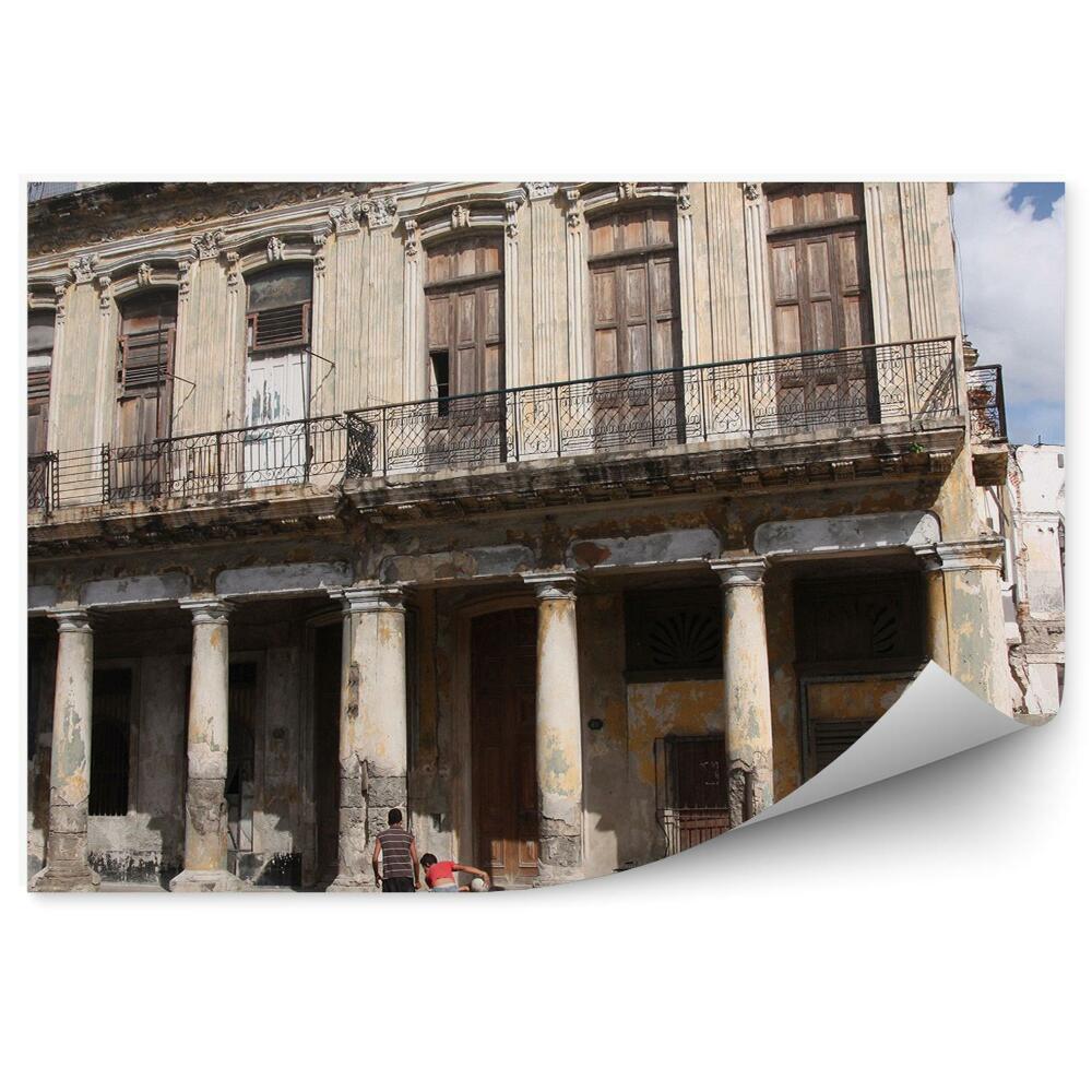Okleina ścienna Kuba zabytkowy budynek dzieci zabawa