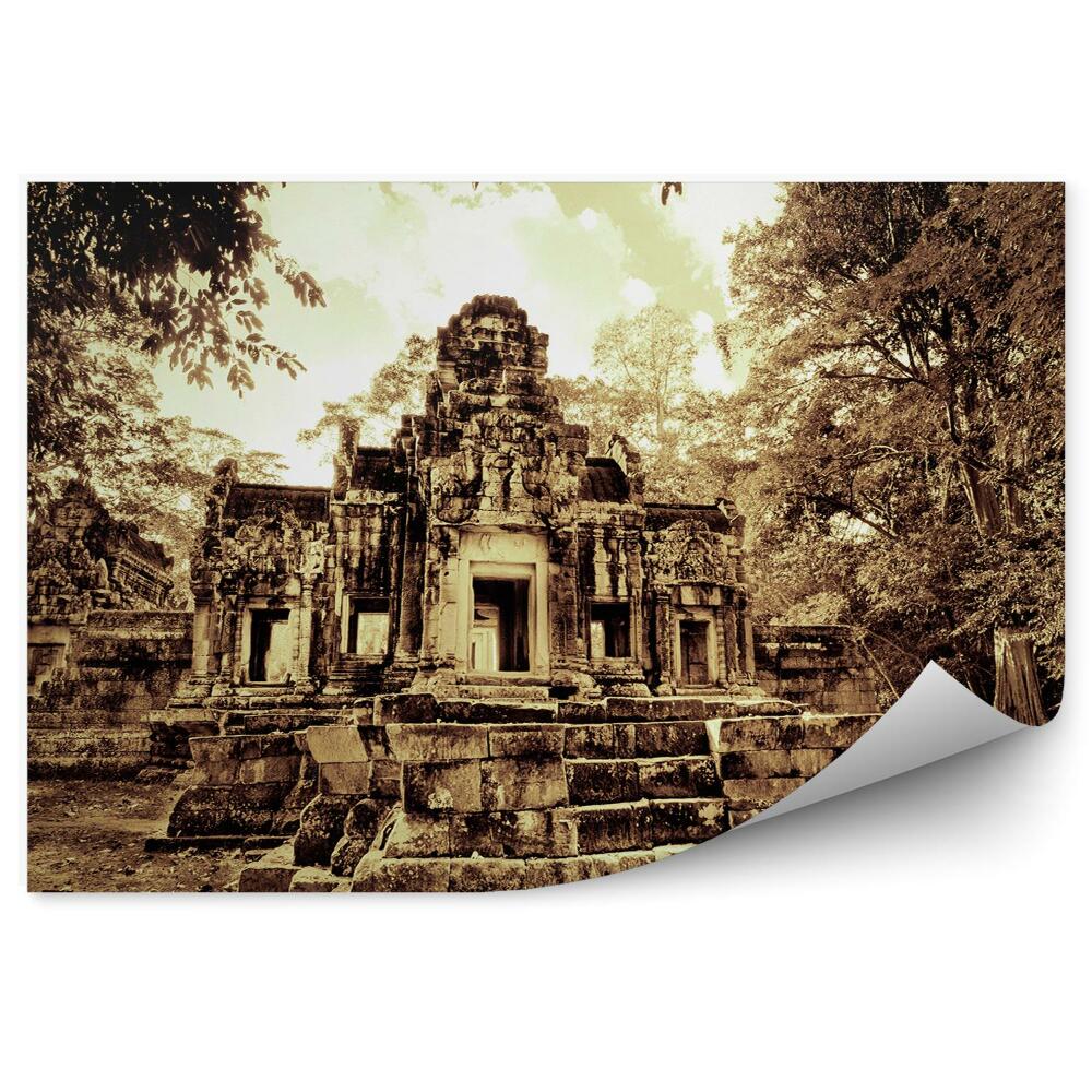 Okleina na ścianę Sepia ruiny świątyni w kambodży