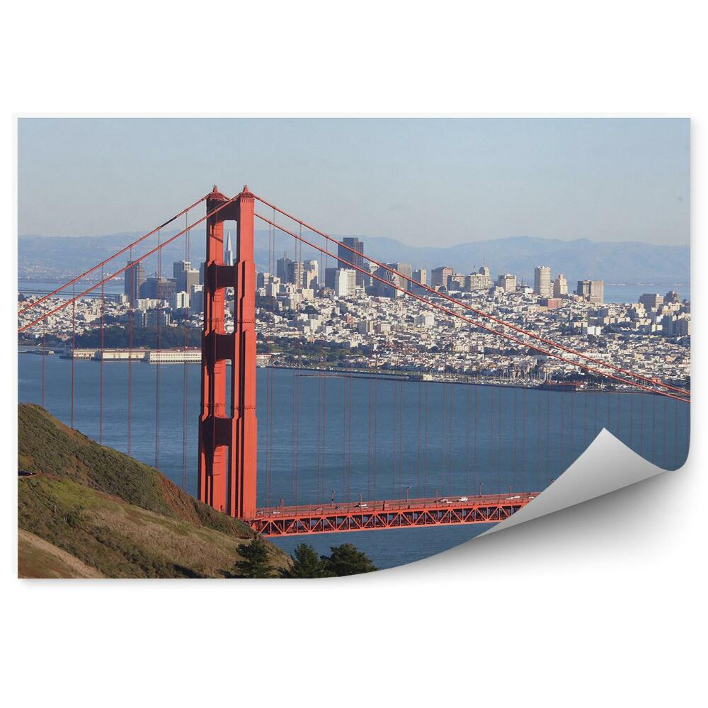 Okleina ścienna Golden Gate ocean góry budynki niebo San Francisco most