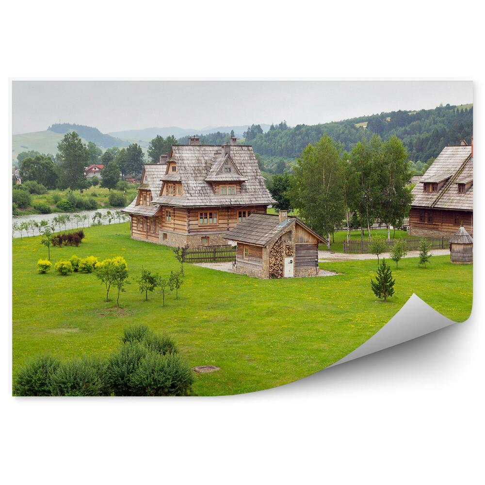 Okleina na ścianę tradycyjne drewniana wieś Tatry