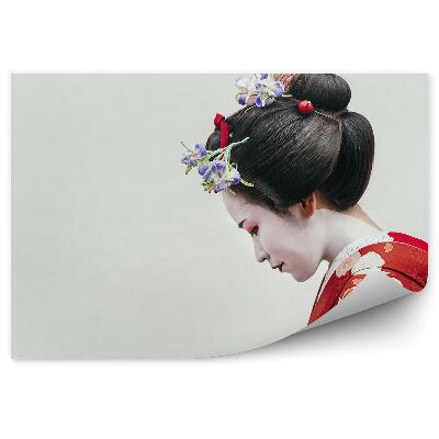 Fotopeta Kobieta makijaż kimono białe tło