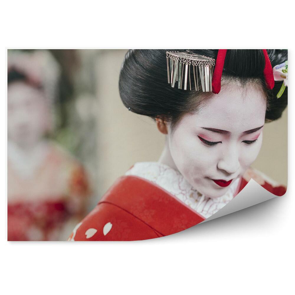 Fotopeta Zbliżenie kobieta gejsza kimono miasto japonia kolory