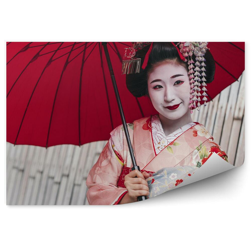 Fotopeta Miasto japonia kobieta gejsza kimono parasol