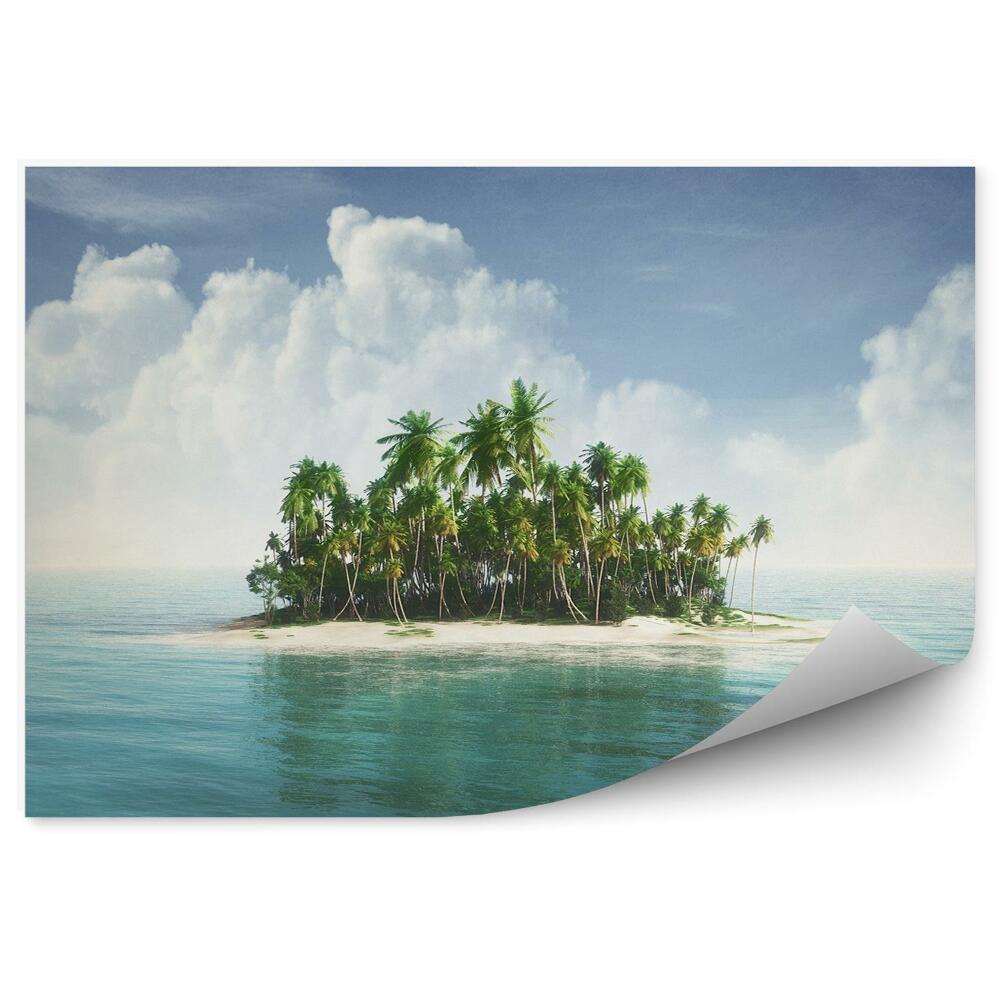 Okleina ścienna Tropikalna wyspa ocean niebo chmury palmy