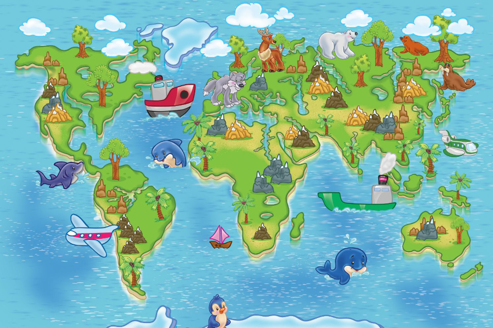 Fototapety Mapa świata dla dzieci