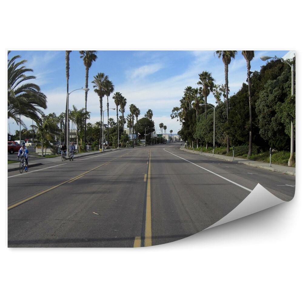 Fototapeta ulica palmy rowerzyści Los Angeles