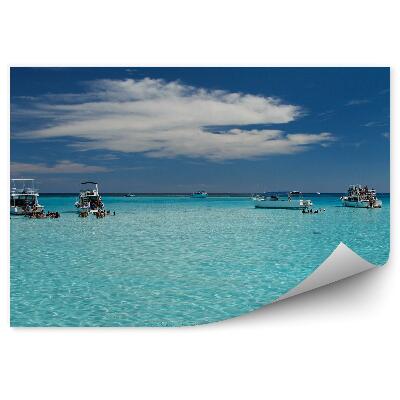 Fototapeta na ścianę Statki ludzie turyści błękitna woda